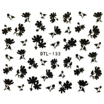 ネイルシール　花シルエット　ブラック　(DTL-133B)