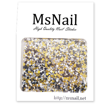 定番カラー4色入でお得【MsNail】ホログラム 丸 MIX(ゴールド,シルバー,黒,白)2g